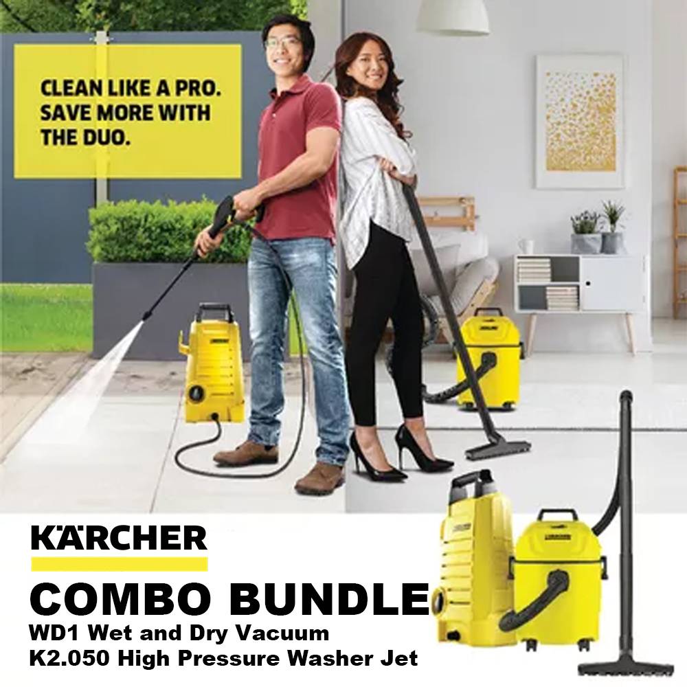 KARCHER COMBO BUNDLE WD1 Wet and Dry Vacuum 15L and K2.050
