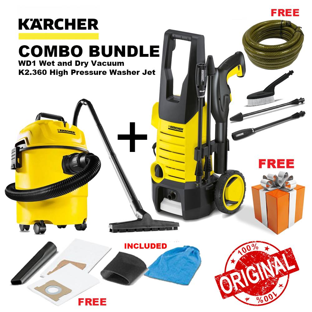KARCHER COMBO WD1 Vacuum 15 Liter and K2.360 Water Pressure 120bar (1