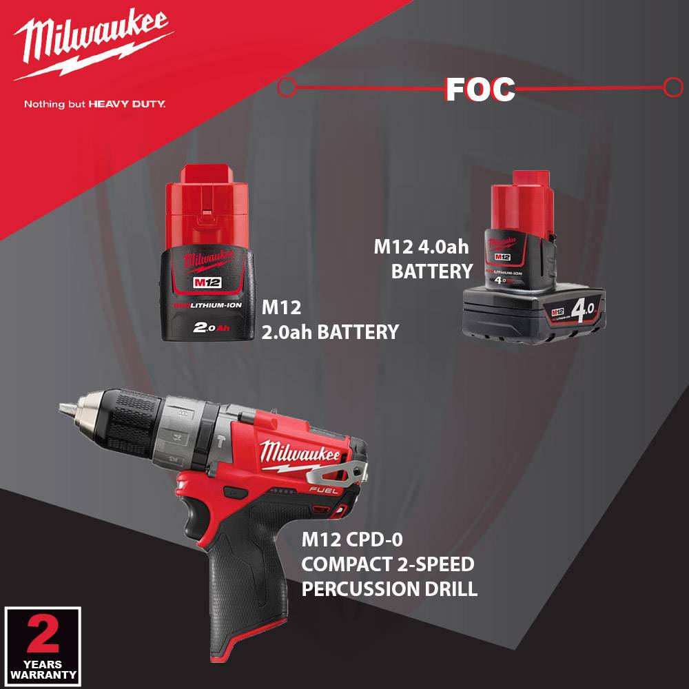 MILWAUKEE M12 CH402C Fuel 13mm Rotary Hammer SDSPLUS