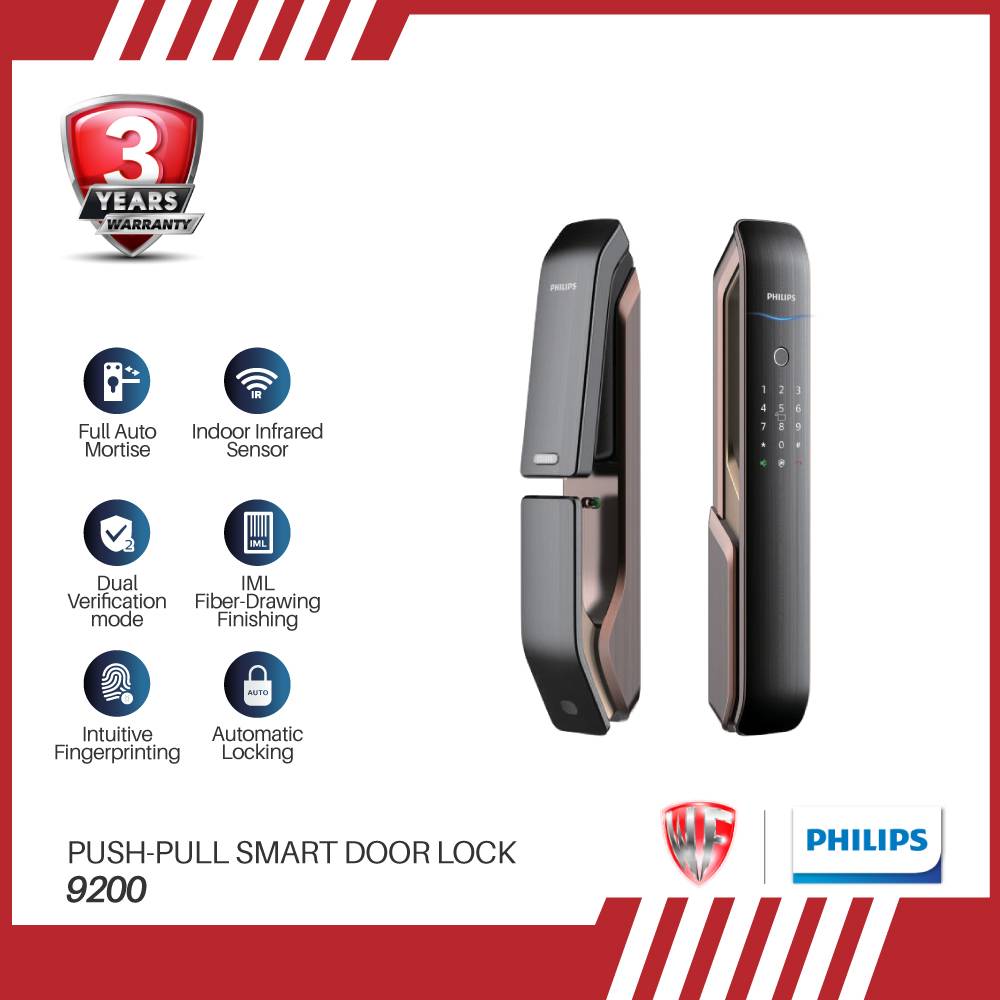 PHILIPS 9200 SERIES EASY KEY PUSH-PULL SMART DIGITAL LOCK